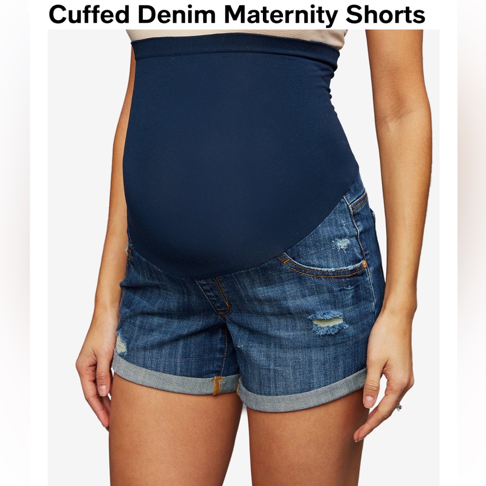 LED denim maternity jean shorts - size small